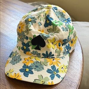 Kate Spade NWT French Cream Printed Floral Cap Embroidered Logo OS